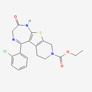 molecular formula C19H18ClN3O3S B8377590 ethyl 14-(2-chlorophenyl)-11-oxo-8-thia-5,10,13-triazatricyclo[7.5.0.02,7]tetradeca-1(9),2(7),13-triene-5-carboxylate 