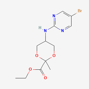 molecular formula C12H16BrN3O4 B8377724 Ethyl 5-[(5-bromopyrimidin-2-yl)amino]-2-methyl-1,3-dioxane-2-carboxylate 