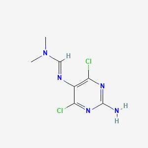 molecular formula C7H9Cl2N5 B8377765 2-Amino-4,6-dichloro-5-{[(dimethylamino)methylene]amino}pyrimidine CAS No. 171887-02-8