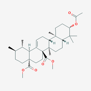 molecular formula C34H52O6 B083778 Dimethyl (1S,2R,4aS,6aR,6aR,6bR,8aR,10S,12aR,14bS)-10-acetyloxy-1,2,6b,9,9,12a-hexamethyl-2,3,4,5,6,6a,7,8,8a,10,11,12,13,14b-tetradecahydro-1H-picene-4a,6a-dicarboxylate CAS No. 15018-86-7