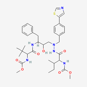 molecular formula C36H50N6O7S B8377975 methyl N-[1-[2-[2-hydroxy-3-[[2-(methoxycarbonylamino)-3,3-dimethylbutanoyl]amino]-4-phenylbutyl]-2-[[4-(1,3-thiazol-5-yl)phenyl]methyl]hydrazinyl]-3-methyl-1-oxopentan-2-yl]carbamate 