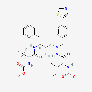 methyl N-[1-[2-[2-hydroxy-3-[[2-(methoxycarbonylamino)-3,3-dimethylbutanoyl]amino]-4-phenylbutyl]-2-[[4-(1,3-thiazol-5-yl)phenyl]methyl]hydrazinyl]-3-methyl-1-oxopentan-2-yl]carbamate