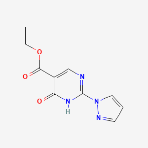 molecular formula C10H10N4O3 B8378719 Ethyl 6-oxo-2-(1H-pyrazol-1-yl)-1,6-dihydropyrimidine-5-carboxylate 