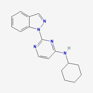 molecular formula C17H19N5 B8378995 Cyclohexyl-(2-indazol-1-yl-pyrimidin-4-yl)-amine 