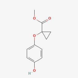 molecular formula C11H12O4 B8379566 Methyl 1-(4-hydroxyphenoxy)cyclopropanecarboxylate 