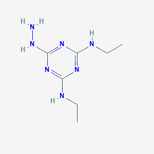 molecular formula C7H15N7 B083803 N,N'-Diethyl-6-hydrazino-[1,3,5]triazine-2,4-diamine CAS No. 10421-98-4