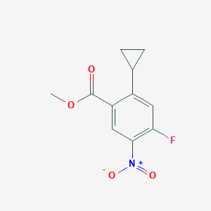 molecular formula C11H10FNO4 B8380390 Methyl 2-cyclopropyl-4-fluoro-5-nitrobenzoate 