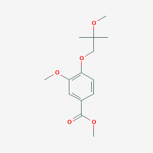 molecular formula C14H20O5 B8381118 Methyl 3-methoxy-4-(2-methoxy-2-methyl-propoxy)benzoate 