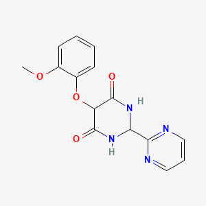 molecular formula C15H14N4O4 B8381452 5-(2-Methoxyphenoxy)-2-(pyrimidin-2-yl)-tetrahydropyrimidin-4,6-dione 