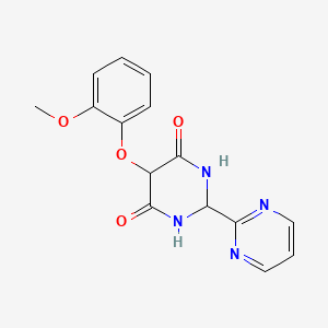 molecular formula C15H14N4O4 B8381452 Rac-5-(2-methoxy-phenoxy)-2-pyrimidin-2-yl-tetrahydropyrimidin-4,6-dione 