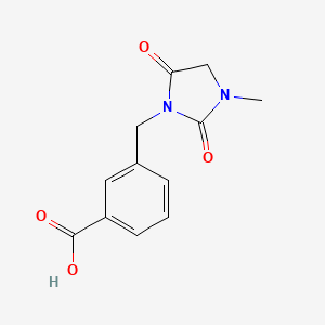 molecular formula C12H12N2O4 B8382112 3-(3-Methyl-2,5-dioxo-imidazolidin-1-ylmethyl)-benzoic acid 