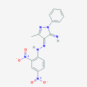 molecular formula C16H13N7O4 B083822 1H-Pyrazol-5-amine, 4-[(2,4-dinitrophenyl)azo]-3-methyl-1-phenyl- CAS No. 12239-57-5