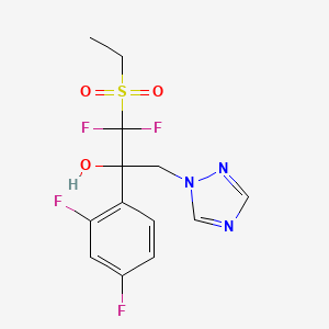 molecular formula C13H13F4N3O3S B8383003 2-(2,4-Difluorophenyl)-1-ethylsulfonyl-1,1-difluoro-3-(1,2,4-triazol-1-yl)propan-2-ol 