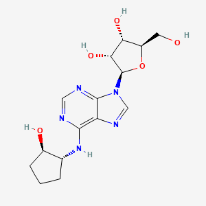 molecular formula C15H21N5O5 B8383081 (2R,3R,4S,5R)-2-[6-((1R,2R)-2-Hydroxy-cyclopentylamino)-purin-9-yl]-5-hydroxymethyl-tetrahydro-furan-3,4-diol 