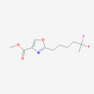 molecular formula C11H15F2NO3 B8383138 2-(5,5-Difluoro-hexyl)-oxazole-4-carboxylic acid methyl ester 