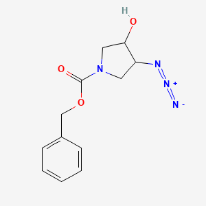molecular formula C12H14N4O3 B8383149 benzyl (3RS,4RS)-3-azido-4-hydroxypyrrolidine-1-carboxylate CAS No. 143656-80-8