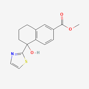 molecular formula C15H15NO3S B8383187 Methyl 5-hydroxy-5-(thiazol-2-yl)-5,6,7,8-tetrahydronaphthalene-2-carboxylate 
