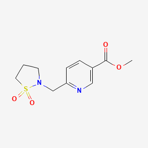 molecular formula C11H14N2O4S B8383480 Methyl 6-(1,1-dioxo-1lambda6-isothiazolidin-2-ylmethyl)nicotinate 