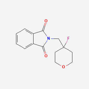 molecular formula C14H14FNO3 B8383511 2-((4-Fluorotetrahydro-2h-pyran-4-yl)methyl)isoindoline-1,3-dione 
