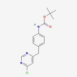 molecular formula C16H18ClN3O2 B8383826 Tert-butyl 4-((6-chloropyrimidin-4-yl)methyl)phenylcarbamate 