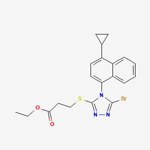 molecular formula C20H20BrN3O2S B8383875 ethyl 3-(5-bromo-4-(4-cyclopropylnaphthalen-1-yl)-4H-1,2,4-triazol-3-ylthio)propanoate 