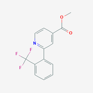 molecular formula C14H10F3NO2 B8384132 Methyl 2-(2-(trifluoromethyl)phenyl)isonicotinate 