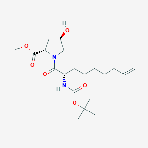 molecular formula C20H34N2O6 B8384141 L-Proline, 1-[(2S)-2-[[(1,1-dimethylethoxy)carbonyl]amino]-1-oxo-8-nonen-1-yl]-4-hydroxy-, methyl ester, (4R)- 