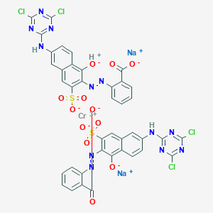 molecular formula C40H19Cl4CrN12Na2O12S2 B083843 disodium;chromium(3+);2-[[6-[(4,6-dichloro-1,3,5-triazin-2-yl)amino]-1-oxido-3-sulfonatonaphthalen-2-yl]diazenyl]benzoate;hydron CAS No. 12225-67-1