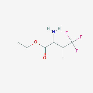 molecular formula C7H12F3NO2 B8384370 2-Amino-4,4,4-trifluoro-3-methyl-butyric acid ethyl ester 