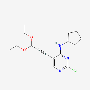molecular formula C16H22ClN3O2 B8384857 [2-Chloro-5-(3,3-diethoxy-prop-1-ynyl)-pyrimidin-4-yl]-cyclopentyl amine 