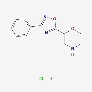molecular formula C12H14ClN3O2 B8385538 2-(3-Phenyl-[1,2,4]oxadiazol-5-yl)-morpholine hydrochloride 