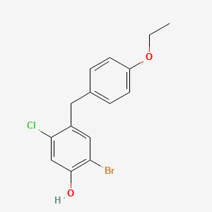 molecular formula C15H14BrClO2 B8385560 2-Bromo-5-chloro-4-(4-ethoxybenzyl)phenol 