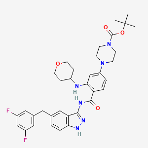 molecular formula C35H40F2N6O4 B8385592 tert-butyl 4-[4-{[5-(3,5-difluorobenzyl)-1H-indazol-3-yl]carbamoyl}-3-(tetrahydro-2H-pyran-4-ylamino)phenyl]piperazine-1-carboxylate 