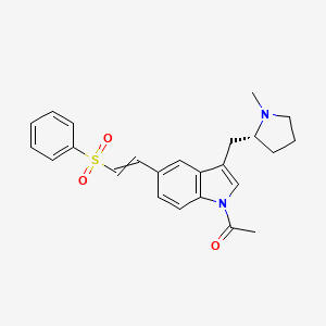 (R)-1-acetyl-5-(benzenesulfonylethenyl)-3-(N-methyl-pyrrolidin-2-ylmethyl)-1H-indole