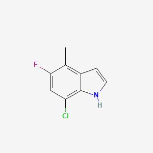 molecular formula C9H7ClFN B8385975 7-chloro-5-fluoro-4-methyl-1H-indole 