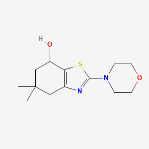 molecular formula C13H20N2O2S B8386207 5,5-Dimethyl-2-(morpholin-4-yl)-4,5,6,7-tetrahydro-1,3-benzothiazol-7-ol 