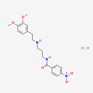 Benzamide, N-(3-((2-(3,4-dimethoxyphenyl)ethyl)amino)propyl)-4-nitro-, monohydrochloride