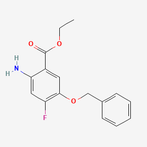 molecular formula C16H16FNO3 B8386325 Ethyl 2-amino-5-(benzyloxy)-4-fluorobenzoate 
