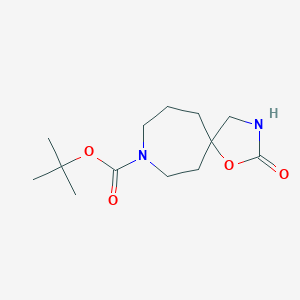 molecular formula C13H22N2O4 B8386379 2-Oxo-1-oxa-3,8-diaza-spiro[4.6]undecane-8-carboxylic acid tert-butyl ester 