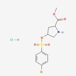 molecular formula C12H15BrClNO5S B8386400 L-Proline, 4-[[(4-bromophenyl)sulfonyl]oxy]-, methyl ester, hydrochloride (1:1), (4S)- 