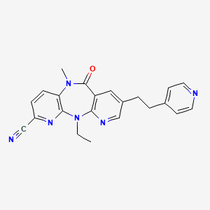 molecular formula C22H20N6O B8386408 2-Ethyl-9-methyl-10-oxo-13-[2-(pyridin-4-yl)ethyl]-2,4,9,15-tetraazatricyclo[9.4.0.0^{3,8}]pentadeca-1(15),3(8),4,6,11,13-hexaene-5-carbonitrile 