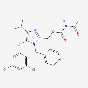 molecular formula C22H22Cl2N4O3S B8386425 [5-(3,5-dichlorophenyl)sulfanyl-4-isopropyl-1-(4-pyridylmethyl)imidazol-2-yl]methyl N-acetylcarbamate 