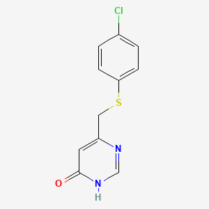 molecular formula C11H9ClN2OS B8386437 6-((4-chlorophenylthio)-methyl)pyrimidin-4(3H)-one 