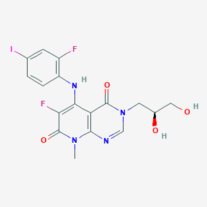 molecular formula C17H15F2IN4O4 B8386455 (s)-3-(2,3-Dihydroxypropyl)-6-fluoro-5-(2-fluoro-4-iodophenylamino)-8-methylpyrido[2,3-d]pyrimidine-4,7(3h,8h)-dione 