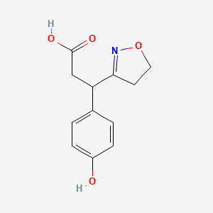 molecular formula C12H13NO4 B8386458 3-(4,5-Dihydroisoxazol-3-yl)-3-(4-hydroxyphenyl)propanoic acid 