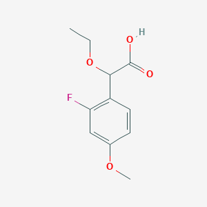 molecular formula C11H13FO4 B8386475 (RS)-Ethoxy-(2-fluoro-4-methoxy-phenyl)-acetic acid 