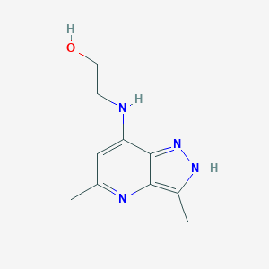 molecular formula C10H14N4O B8386560 7-(2-Hydroxyethylamino)-3,5-dimethyl-1H-pyrazolo[4,3-b]pyridine 
