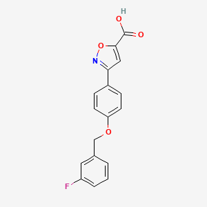 molecular formula C17H12FNO4 B8386573 3-[4-(3-Fluoro-benzyloxy)-phenyl]-isoxazole-5-carboxylic acid 
