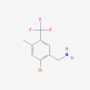 molecular formula C9H9BrF3N B8386958 Benzenemethanamine, 2-bromo-4-methyl-5-(trifluoromethyl)- 