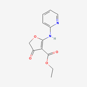 molecular formula C12H12N2O4 B8387669 Ethyl 4-oxo-2-(2-pyridinylamino)-4,5-dihydrofuran-3-carboxylate 